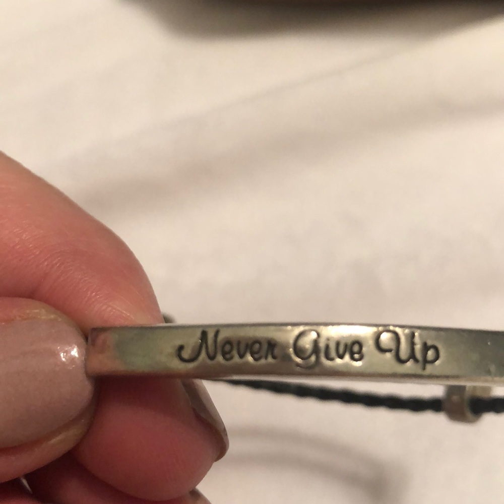 Silver and leather Adjustable bracelet